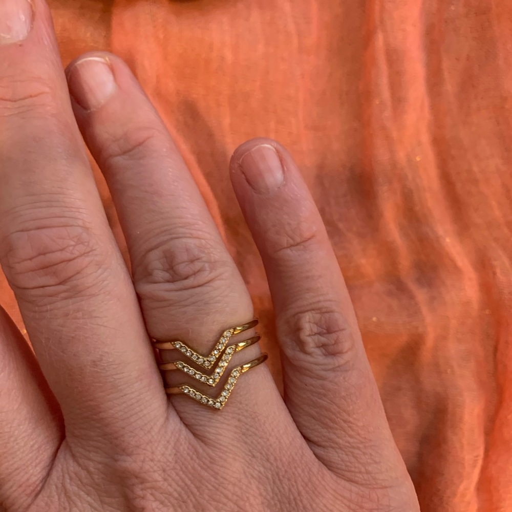 Stella & Dot gold pave ring